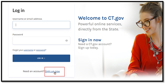 The login and sign up window for the Business One Stop website. 