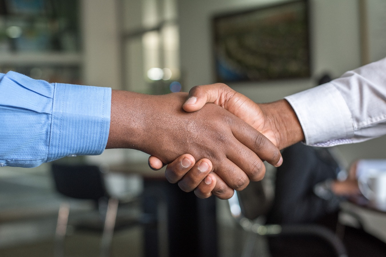 Close-up of a handshake.